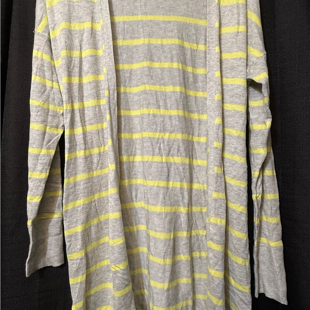 a new day Gray and Yellow Striped Cardigan